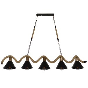 glo-01190-01190_0 GLOBOSTAR® TYMEN 01190 VINTAGE ΚΡΕΜΑΣΤΟ ΦΩΤΙΣΤΙΚΟ ΚΑΜΠΑΝΑ ΠΟΛΥΦΩΤΟ 5 X E27 IP20 ΜΑΥΡΟ ΜΕΤΑ