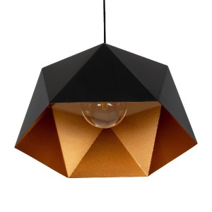 glo-01195-01195_05 GLOBOSTAR® HEXAGON 01195 ΜΟΝΤΕΡΝΟ ΚΡΕΜΑΣΤΟ ΦΩΤΙΣΤΙΚΟ ΟΡΟΦΗΣ ΜΕ ΝΤΟΥΙ 1 X E27 AC 220-240V IP20 - ΜΑΥΡΟ & ΧΡΥΣΟ - Μ46 X Π46 X Υ25CM