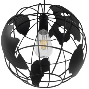 glo-01205-01205_008 GLOBOSTAR® EARTH 01205 VINTAGE ΚΡΕΜΑΣΤΟ ΦΩΤΙΣΤΙΚΟ ΦΙΓΟΥΡΑ ΜΟΝΟΦΩΤΟ 1 X E27 IP20 ΜΑΥΡΟ ΜΕΤΑ