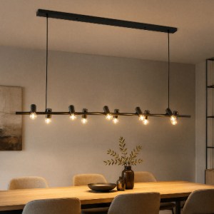 glo-01242-01242_01 GLOBOSTAR® ALFREDA 01242 ΜΟΝΤΕΡΝΟ ΚΡΕΜΑΣΤΟ ΦΩΤΙΣΤΙΚΟ ΟΡΟΦΗΣ ΜΕ ΝΤΟΥΙ 10 X E27 AC 220-240V IP20 - ΜΑΥΡΟ - Μ140 X Π18 X Υ7CM