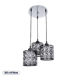 glo-01246-01246_0 GLOBOSTAR® RAINELDA 01246 ΜΟΝΤΕΡΝΟ ΚΡΕΜΑΣΤΟ ΦΩΤΙΣΤΙΚΟ ΠΛΕΓΜΑ ΤΡΙΦΩΤΟ 3 X E27 IP20 ΜΑΥΡΟ ΜΕ