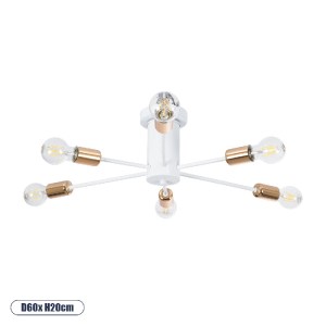 glo-01385-01385_0 GLOBOSTAR® OLINDA 01385 ΜΟΝΤΕΡΝΟ ΦΩΤΙΣΤΙΚΟ ΟΡΟΦΗΣ ΠΛΕΓΜΑ ΠΟΛΥΦΩΤΟ 6 X E27 IP20 ΛΕΥΚΟ & ΧΑΛ