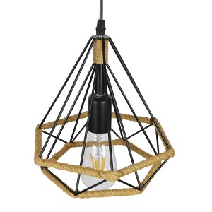 glo-01421-01421_5 GLOBOSTAR® FLUTED 01421 VINTAGE ΚΡΕΜΑΣΤΟ ΦΩΤΙΣΤΙΚΟ ΠΛΕΓΜΑ ΜΟΝΟΦΩΤΟ 1 X E27 IP20 ΜΑΥΡΟ ΜΕΤΑ