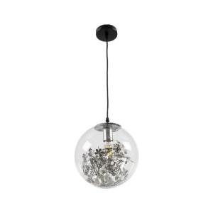 glo-01510-01510_03 GLOBOSTAR® HARPER 01510 ΜΟΝΤΕΡΝΟ ΚΡΕΜΑΣΤΟ ΦΩΤΙΣΤΙΚΟ ΟΡΟΦΗΣ ΜΕ ΝΤΟΥΙ 1 X E27 AC 220-240V IP20 - ΔΙΑΦΑΝΟ & ΑΣΗΜΙ - Μ25 X Π25 X Υ30CM