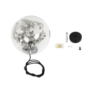 glo-01510-01510_09 GLOBOSTAR® HARPER 01510 ΜΟΝΤΕΡΝΟ ΚΡΕΜΑΣΤΟ ΦΩΤΙΣΤΙΚΟ ΟΡΟΦΗΣ ΜΕ ΝΤΟΥΙ 1 X E27 AC 220-240V IP20 - ΔΙΑΦΑΝΟ & ΑΣΗΜΙ - Μ25 X Π25 X Υ30CM