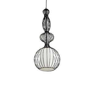glo-01560-01560_04 GLOBOSTAR® LILY 01560 VINTAGE ΚΡΕΜΑΣΤΟ ΦΩΤΙΣΤΙΚΟ ΟΡΟΦΗΣ ΜΕ ΝΤΟΥΙ 1 X E27 AC 220-240V IP20 - ΜΑΥΡΟ & ΛΕΥΚΟ - Μ25 X Π25 X Υ67CM