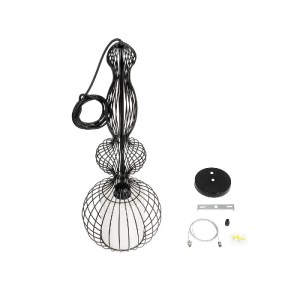 glo-01560-01560_09 GLOBOSTAR® LILY 01560 VINTAGE ΚΡΕΜΑΣΤΟ ΦΩΤΙΣΤΙΚΟ ΟΡΟΦΗΣ ΜΕ ΝΤΟΥΙ 1 X E27 AC 220-240V IP20 - ΜΑΥΡΟ & ΛΕΥΚΟ - Μ25 X Π25 X Υ67CM