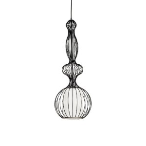 glo-01560-93db17_01560_01 GLOBOSTAR® LILY 01560 VINTAGE ΚΡΕΜΑΣΤΟ ΦΩΤΙΣΤΙΚΟ ΟΡΟΦΗΣ ΜΕ ΝΤΟΥΙ 1 X E27 AC 220-240V IP20 - ΜΑΥΡΟ & ΛΕΥΚΟ - Μ25 X Π25 X Υ67CM