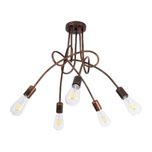 glo-01564-01564_5 GLOBOSTAR® PAULELI 01564 ΜΟΝΤΕΡΝΟ ΦΩΤΙΣΤΙΚΟ ΟΡΟΦΗΣ ΠΛΕΓΜΑ ΠΟΛΥΦΩΤΟ 5 X E27 IP20 ΧΑΛΚΙΝΟ ΜΕ