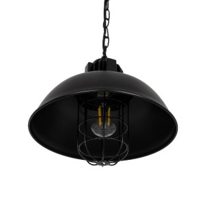 glo-01571-01571_05 GLOBOSTAR® HARROW 01571 VINTAGE ΚΡΕΜΑΣΤΟ ΦΩΤΙΣΤΙΚΟ ΟΡΟΦΗΣ ΜΕ ΝΤΟΥΙ 1 X E27 AC 220-240V IP20 - ΜΑΥΡΟ - Μ33 X Π33 X Υ32CM