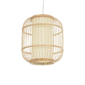 glo-01633-01633_1 GLOBOSTAR® HIBISCUS 01633 BOHO ΚΡΕΜΑΣΤΟ ΦΩΤΙΣΤΙΚΟ ΟΡΟΦΗΣ ΜΕ ΝΤΟΥΙ 1 X E27 AC 220-240V IP20 - ΜΠΕΖ - Μ26 X Π26 X Y32CM