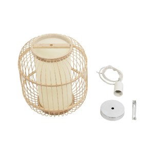 glo-01633-01633_9 GLOBOSTAR® HIBISCUS 01633 BOHO ΚΡΕΜΑΣΤΟ ΦΩΤΙΣΤΙΚΟ ΟΡΟΦΗΣ ΜΕ ΝΤΟΥΙ 1 X E27 AC 220-240V IP20 - ΜΠΕΖ - Μ26 X Π26 X Y32CM