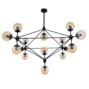 glo-01637-01637_0 GLOBOSTAR® SENTINEL 01637 ΜΟΝΤΕΡΝΟ ΦΩΤΙΣΤΙΚΟ ΟΡΟΦΗΣ ΠΛΕΓΜΑ ΠΟΛΥΦΩΤΟ 15 X E27 IP20 ΜΑΥΡΟ ΜΕ