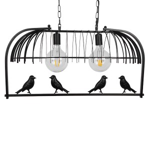 glo-01643-01643_7 GLOBOSTAR® NEST 01643 VINTAGE ΚΡΕΜΑΣΤΟ ΦΩΤΙΣΤΙΚΟ ΦΙΓΟΥΡΑ ΔΙΦΩΤΟ 2 X E27 IP20 ΜΑΥΡΟ ΜΕΤΑΛΛΟ