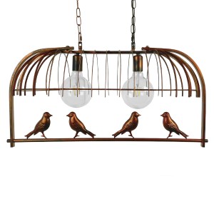 glo-01645-01645_10 GLOBOSTAR® NEST 01645 VINTAGE ΚΡΕΜΑΣΤΟ ΦΩΤΙΣΤΙΚΟ ΦΙΓΟΥΡΑ ΔΙΦΩΤΟ 2 X E27 IP20 ΧΑΛΚΙΝΟ ΜΕΤΑΛ