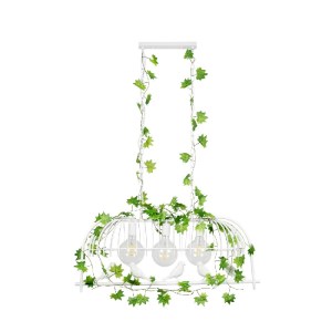 glo-01647-01647_03 GLOBOSTAR® NEST 01647 VINTAGE ΚΡΕΜΑΣΤΟ ΦΩΤΙΣΤΙΚΟ ΟΡΟΦΗΣ ΜΕ ΝΤΟΥΙ 3 X E27 AC 220-240V IP20 - ΛΕΥΚΟ & ΠΡΑΣΙΝΟ - Μ86 X Π38 X Y37CM