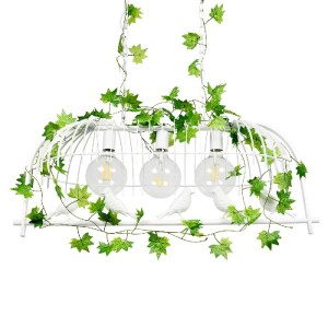 glo-01647-01647_05 GLOBOSTAR® NEST 01647 VINTAGE ΚΡΕΜΑΣΤΟ ΦΩΤΙΣΤΙΚΟ ΟΡΟΦΗΣ ΜΕ ΝΤΟΥΙ 3 X E27 AC 220-240V IP20 - ΛΕΥΚΟ & ΠΡΑΣΙΝΟ - Μ86 X Π38 X Y37CM