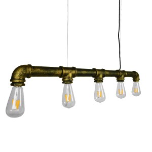 glo-01669-01669_0 GLOBOSTAR® CANAL 01669 VINTAGE ΚΡΕΜΑΣΤΟ ΦΩΤΙΣΤΙΚΟ ΡΑΓΑ ΠΟΛΥΦΩΤΟ 5 X E27 IP20 ΜΠΡΟΥΤΖΙΝΟ ΜΕ