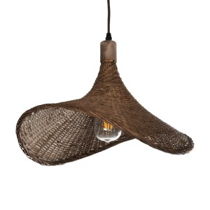 glo-01718-01718_1 GLOBOSTAR® CUBA 01718 BOHO ΚΡΕΜΑΣΤΟ ΦΩΤΙΣΤΙΚΟ ΟΡΟΦΗΣ ΜΕ ΝΤΟΥΙ 1 X E27 AC 220-240V IP20 - ΚΑΦΕ - Μ43 X Π43 X Y30CM