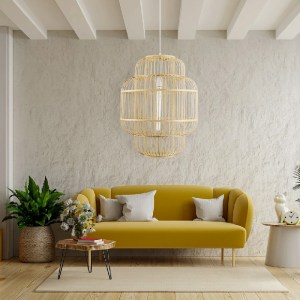 glo-01763-post_66 GLOBOSTAR® HIBISCUS 01763 BOHO ΚΡΕΜΑΣΤΟ ΦΩΤΙΣΤΙΚΟ ΠΛΕΓΜΑ ΜΟΝΟΦΩΤΟ 1 X E27 IP20 ΜΠΕΖ ΞΥΛΟ -