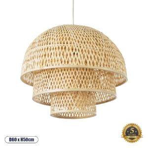 glo-01836-01836_0 GLOBOSTAR® HIROKA 01836 BOHO ΚΡΕΜΑΣΤΟ ΦΩΤΙΣΤΙΚΟ ΠΛΕΓΜΑ ΜΟΝΟΦΩΤΟ 1 X E27 IP20 ΜΠΕΖ ΞΥΛΟ - Μ