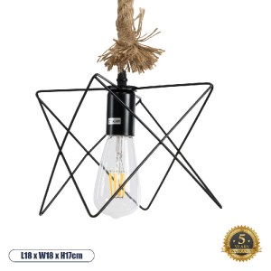 glo-02018-02018_0 GLOBOSTAR® KAZEMI 02018 ΜΟΝΤΕΡΝΟ ΚΡΕΜΑΣΤΟ ΦΩΤΙΣΤΙΚΟ ΠΛΕΓΜΑ ΜΟΝΟΦΩΤΟ 1 X E27 IP20 ΜΑΥΡΟ ΜΕΤ