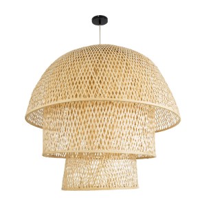 glo-02046-02046_4 GLOBOSTAR® HIROKA 02046 BOHO ΚΡΕΜΑΣΤΟ ΦΩΤΙΣΤΙΚΟ ΚΑΜΠΑΝΑ ΜΟΝΟΦΩΤΟ 1 X E27 IP20 ΜΠΕΖ ΞΥΛΟ - 