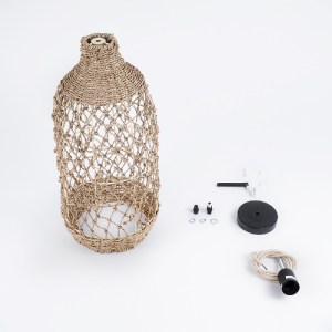 glo-02116-02116_10 GLOBOSTAR® ECUADOR 02116 BOHO ΚΡΕΜΑΣΤΟ ΦΩΤΙΣΤΙΚΟ ΠΛΕΓΜΑ ΜΟΝΟΦΩΤΟ 1 X E27 IP20 ΜΠΕΖ RATTAN 