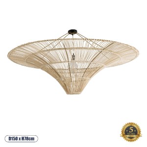 glo-02309-02309_0 GLOBOSTAR® PALERMO 02309 BOHO ΦΩΤΙΣΤΙΚΟ ΟΡΟΦΗΣ ΠΛΕΓΜΑ ΜΟΝΟΦΩΤΟ 1 X E27 IP20 ΜΠΕΖ ΞΥΛΟ - Μ1