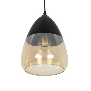glo-10001231-10001231_01 GLOBOSTAR® OLIVER 10001231 VINTAGE ΚΡΕΜΑΣΤΟ ΦΩΤΙΣΤΙΚΟ ΟΡΟΦΗΣ ΜΕ ΝΤΟΥΙ 1 X E27 AC 220-240V IP20 - ΜΑΥΡΟ & ΜΕΛΙ - Μ20 X Π20 X Υ21CM