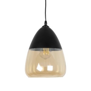 glo-10001231-10001231_04 GLOBOSTAR® OLIVER 10001231 VINTAGE ΚΡΕΜΑΣΤΟ ΦΩΤΙΣΤΙΚΟ ΟΡΟΦΗΣ ΜΕ ΝΤΟΥΙ 1 X E27 AC 220-240V IP20 - ΜΑΥΡΟ & ΜΕΛΙ - Μ20 X Π20 X Υ21CM