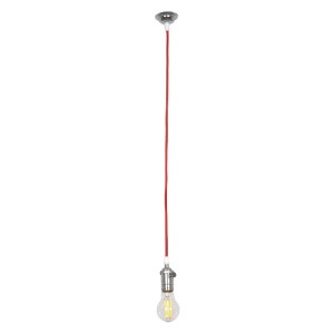 glo-115104-115104_01 GLOBOSTAR® SUSPENS 115104 VINTAGE ΚΡΕΜΑΣΤΟ ΦΩΤΙΣΤΙΚΟ ΟΡΟΦΗΣ ΜΕ ΝΤΟΥΙ 1 X E27 AC 220-240V IP20 - ΑΣΗΜΙ & ΚΟΚΚΙΝΟ - Μ6.7 X Π6.7 X Y94.3CM
