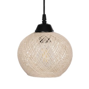 glo-201-0011-201_0011_6 GLOBOSTAR® LUMA 201-0011 VINTAGE ΚΡΕΜΑΣΤΟ ΦΩΤΙΣΤΙΚΟ ΡΑΓΑ ΤΡΙΦΩΤΟ 3 X E27 IP20 ΜΠΕΖ ΞΥΛΟ ΜΕ ΜΠΕΖ RATTAN - Μ50 X Π20 X Υ63CM