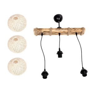 glo-201-0011-201_0011_9 GLOBOSTAR® LUMA 201-0011 VINTAGE ΚΡΕΜΑΣΤΟ ΦΩΤΙΣΤΙΚΟ ΡΑΓΑ ΤΡΙΦΩΤΟ 3 X E27 IP20 ΜΠΕΖ ΞΥΛΟ ΜΕ ΜΠΕΖ RATTAN - Μ50 X Π20 X Υ63CM