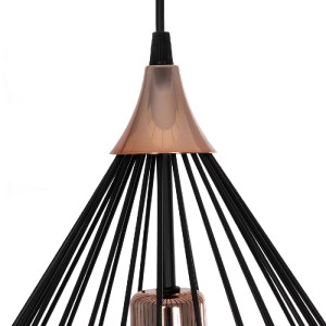 glo-201-0015-201_0015_8 GLOBOSTAR® RADIARO 201-0015 VINTAGE ΚΡΕΜΑΣΤΟ ΦΩΤΙΣΤΙΚΟ ΠΛΕΓΜΑ ΜΟΝΟΦΩΤΟ 1 X E27 IP20 ΜΑΥΡΟ & ΡΟΖ ΧΡΥΣΟ ΜΕΤΑΛΛΟ - Μ28 X Π28 X Υ70CM