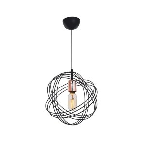 glo-201-0023-201_0023_0 GLOBOSTAR® GLOWN 201-0023 ΜΟΝΤΕΡΝΟ ΚΡΕΜΑΣΤΟ ΦΩΤΙΣΤΙΚΟ ΠΛΕΓΜΑ ΜΟΝΟΦΩΤΟ 1 X E27 IP20 ΜΑΥΡΟ & ΧΑΛΚΙΝΟ ΜΕΤΑΛΛΟ -  Μ30X Π30 X Υ70CM