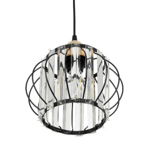 glo-201-0078-201_0078_5 GLOBOSTAR® LUCERO 201-0078 VINTAGE ΚΡΕΜΑΣΤΟ ΦΩΤΙΣΤΙΚΟ ΠΛΕΓΜΑ ΜΟΝΟΦΩΤΟ 1 X E27 IP20 ΜΑΥΡΟ & ΧΡΥΣΟ ΜΕΤΑΛΛΟ ΜΕ ΔΙΑΦΑΝΟ ΚΡΥΣΤΑΛΛΟ - Μ16 X Π16 X Υ70CM