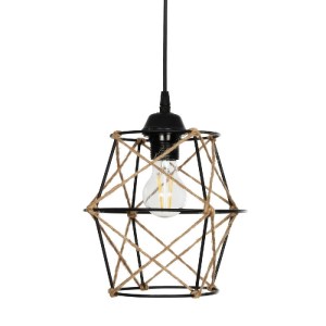 glo-201-0088-201_0088_4 GLOBOSTAR® SOLON 201-0088 VINTAGE ΚΡΕΜΑΣΤΟ ΦΩΤΙΣΤΙΚΟ ΠΛΕΓΜΑ ΜΟΝΟΦΩΤΟ 1 X E27 IP20 ΜΑΥΡΟ ΜΕΤΑΛΛΟ ΜΕ ΜΠΕΖ ΣΧΟΙΝΙ -  Μ22 X Π22 X Υ86CM