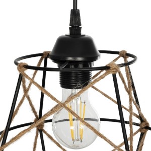 glo-201-0088-201_0088_7 GLOBOSTAR® SOLON 201-0088 VINTAGE ΚΡΕΜΑΣΤΟ ΦΩΤΙΣΤΙΚΟ ΠΛΕΓΜΑ ΜΟΝΟΦΩΤΟ 1 X E27 IP20 ΜΑΥΡΟ ΜΕΤΑΛΛΟ ΜΕ ΜΠΕΖ ΣΧΟΙΝΙ -  Μ22 X Π22 X Υ86CM