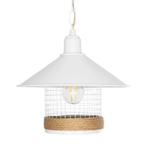 glo-201-0089-201_0089_4 GLOBOSTAR® GLORA 201-0089 VINTAGE ΚΡΕΜΑΣΤΟ ΦΩΤΙΣΤΙΚΟ ΚΑΜΠΑΝΑ ΜΟΝΟΦΩΤΟ 1 X E27 IP20 ΛΕΥΚΟ ΜΕΤΑΛΛΟ ΜΕ ΜΠΕΖ ΣΧΟΙΝΙ - Μ30 X Π30 X Υ54CM