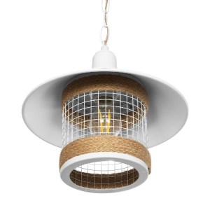 glo-201-0089-201_0089_5 GLOBOSTAR® GLORA 201-0089 VINTAGE ΚΡΕΜΑΣΤΟ ΦΩΤΙΣΤΙΚΟ ΚΑΜΠΑΝΑ ΜΟΝΟΦΩΤΟ 1 X E27 IP20 ΛΕΥΚΟ ΜΕΤΑΛΛΟ ΜΕ ΜΠΕΖ ΣΧΟΙΝΙ - Μ30 X Π30 X Υ54CM