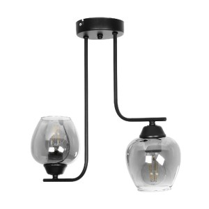 glo-201-0091-201_0091_3 GLOBOSTAR® GLOSSA 201-0091 VINTAGE ΦΩΤΙΣΤΙΚΟ ΟΡΟΦΗΣ ΜΠΑΛΑ ΔΙΦΩΤΟ 2 X E27 IP20 ΜΑΥΡΟ ΜΕΤΑΛΛΟ ΜΕ ΜΑΥΡΟ ΦΙΜΕ ΓΥΑΛΙ - Μ30 X Π15 X Υ54CM