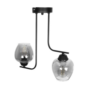 glo-201-0091-201_0091_5 GLOBOSTAR® GLOSSA 201-0091 VINTAGE ΦΩΤΙΣΤΙΚΟ ΟΡΟΦΗΣ ΜΠΑΛΑ ΔΙΦΩΤΟ 2 X E27 IP20 ΜΑΥΡΟ ΜΕΤΑΛΛΟ ΜΕ ΜΑΥΡΟ ΦΙΜΕ ΓΥΑΛΙ - Μ30 X Π15 X Υ54CM