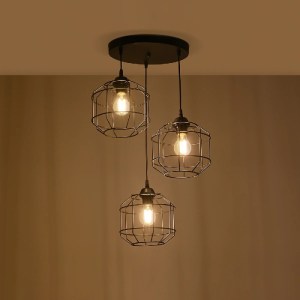 glo-201-0108-201_0108_2 GLOBOSTAR® RAYNO 201-0108 VINTAGE ΚΡΕΜΑΣΤΟ ΦΩΤΙΣΤΙΚΟ ΠΛΕΓΜΑ ΤΡΙΦΩΤΟ 3 X E27 IP20 ΜΑΥΡΟ ΜΕΤΑΛΛΟ - Μ40 X Π40 X Υ60CM