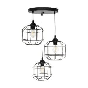 glo-201-0108-201_0108_3 GLOBOSTAR® RAYNO 201-0108 VINTAGE ΚΡΕΜΑΣΤΟ ΦΩΤΙΣΤΙΚΟ ΠΛΕΓΜΑ ΤΡΙΦΩΤΟ 3 X E27 IP20 ΜΑΥΡΟ ΜΕΤΑΛΛΟ - Μ40 X Π40 X Υ60CM