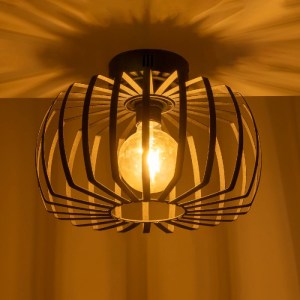 glo-202-0054-202_0054_2 GLOBOSTAR® STAR 202-0054 ΜΟΝΤΕΡΝΟ ΦΩΤΙΣΤΙΚΟ ΟΡΟΦΗΣ ΠΛΕΓΜΑ ΜΟΝΟΦΩΤΟ 1 X E27 IP20 ΜΑΥΡΟ ΜΕΤΑΛΛΟ - Μ40 X Π40 X Υ27CM