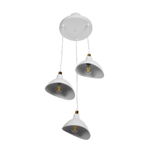 glo-203-0142-203_0142_4 GLOBOSTAR® RIVE 203-0142 ΜΟΝΤΕΡΝΟ ΚΡΕΜΑΣΤΟ ΦΩΤΙΣΤΙΚΟ ΚΑΜΠΑΝΑ ΤΡΙΦΩΤΟ 3 X E27 IP20 ΛΕΥΚΟ ΜΕ ΧΡΥΣΟ ΠΛΑΣΤΙΚΟ - Μ45 X Π45 X Υ80CM