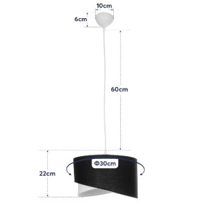 glo-203-0176-203_0176_10 GLOBOSTAR® LILI 203-0176 ΜΟΝΤΕΡΝΟ ΚΡΕΜΑΣΤΟ ΦΩΤΙΣΤΙΚΟ ΚΑΠΕΛΟ ΜΟΝΟΦΩΤΟ 1 X E27 IP20 ΜΑΥΡΟ & ΛΕΥΚΟ ΥΦΑΣΜΑ - Μ38 X Π38 X Υ95CM
