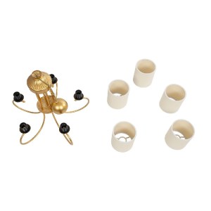 glo-203-0254-203_0254_12 GLOBOSTAR® TRITON 203-0254 VINTAGE ΚΡΕΜΑΣΤΟ ΦΩΤΙΣΤΙΚΟ ΚΑΠΕΛΟ ΠΟΛΥΦΩΤΟ 5 X E27 IP20 ΧΡΥΣΟ ΜΕΤΑΛΛΟ ΜΕ ΜΠΕΖ ΥΦΑΣΜΑ - Μ50 X Π50 X Υ48CM