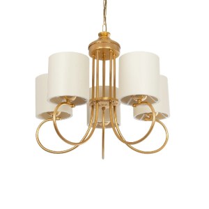 glo-203-0254-203_0254_2 GLOBOSTAR® TRITON 203-0254 VINTAGE ΚΡΕΜΑΣΤΟ ΦΩΤΙΣΤΙΚΟ ΚΑΠΕΛΟ ΠΟΛΥΦΩΤΟ 5 X E27 IP20 ΧΡΥΣΟ ΜΕΤΑΛΛΟ ΜΕ ΜΠΕΖ ΥΦΑΣΜΑ - Μ50 X Π50 X Υ48CM